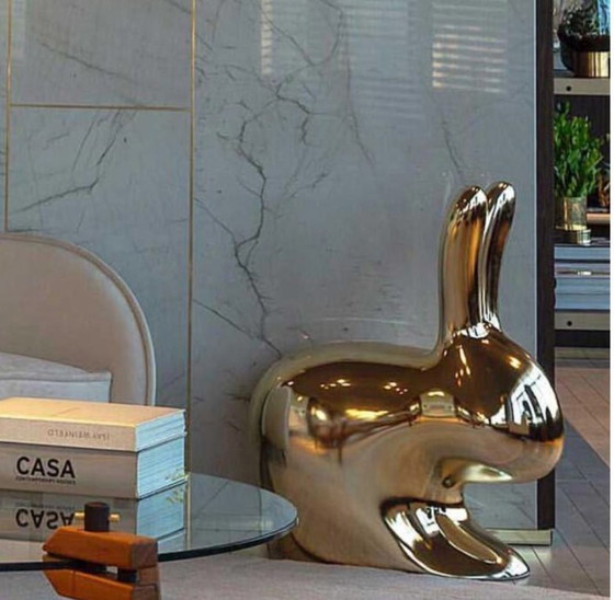 Image 1 of Qeeboo Rabbit Chair – Gold – Design by Stefano Giovannoni 