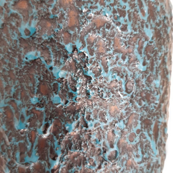 Image 1 of Vaso Scheurich, Germania occidentale 517-30 Lava grassa turchese su smalto bronzo