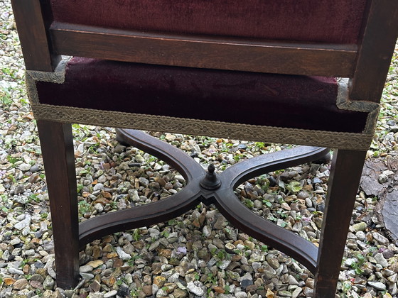 Image 1 of Sedia inglese in mogano, gambe a forma di X, XIX secolo