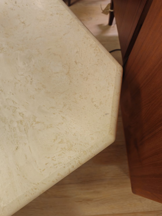 Image 1 of Vintage Travertine Marble Stone Side Tables Coffee Table Tables
