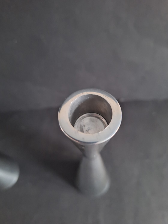 Image 1 of Erika Pekkari pour Ikea 2 bougeoirs design chromé type Götta 1990.