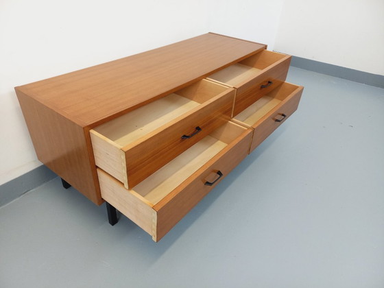 Image 1 of Small vintage modernist style sideboard in teak and metal from the 1960s