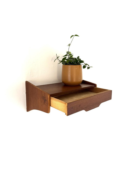 Image 1 of Vintage teakhouten Deense wandconsole ‘60