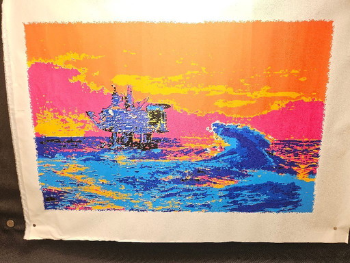 Zeefdruk 1 op canvas Henk van der Vet booreiland