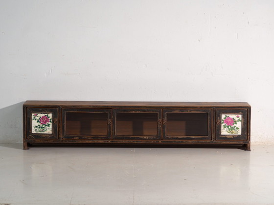 Antique low cabinet in elm wood – China, circa 1900 – Sideboard cabinet, Iron, Glass, Rustic (photo 27 of 39)