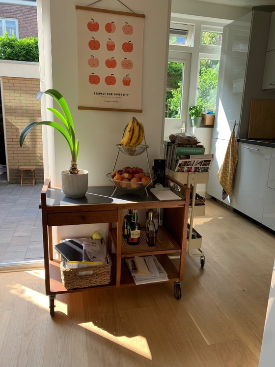 Image 1 of Mid Century Modern Lane USA Nussbaum Barwagen - jaren 1960 Origineel