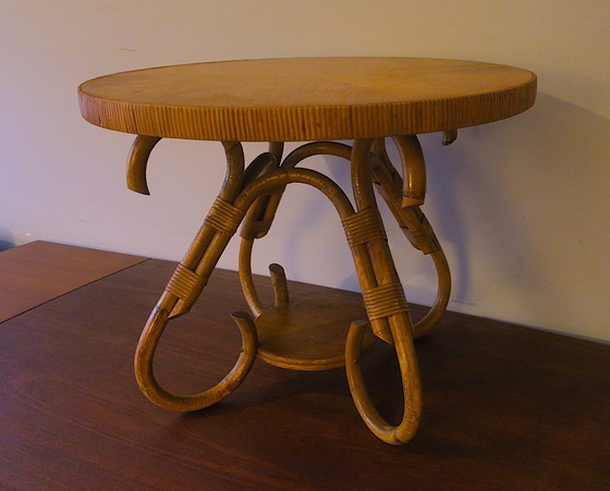 Image 1 of Table basse circulaire en bambou, 1960