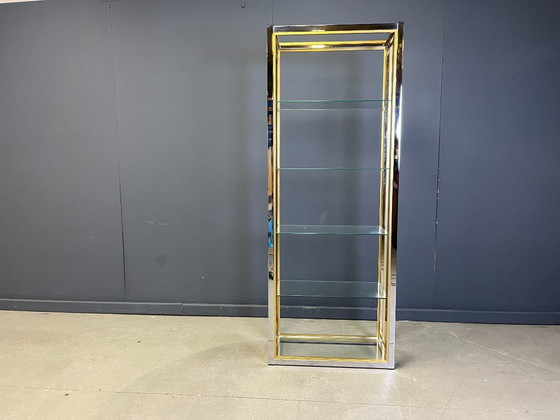 Image 1 of Messing en chromen plank van Renato Zevi, jaren 70.