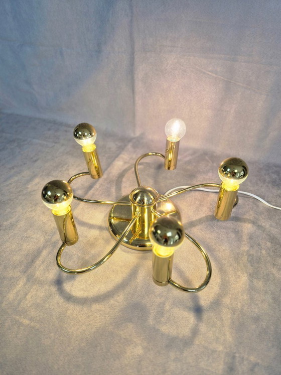 Image 1 of Lampadario da soffitto Honsel a 5 luci in ottone, attacco E14, stile moderno vintage – Testato