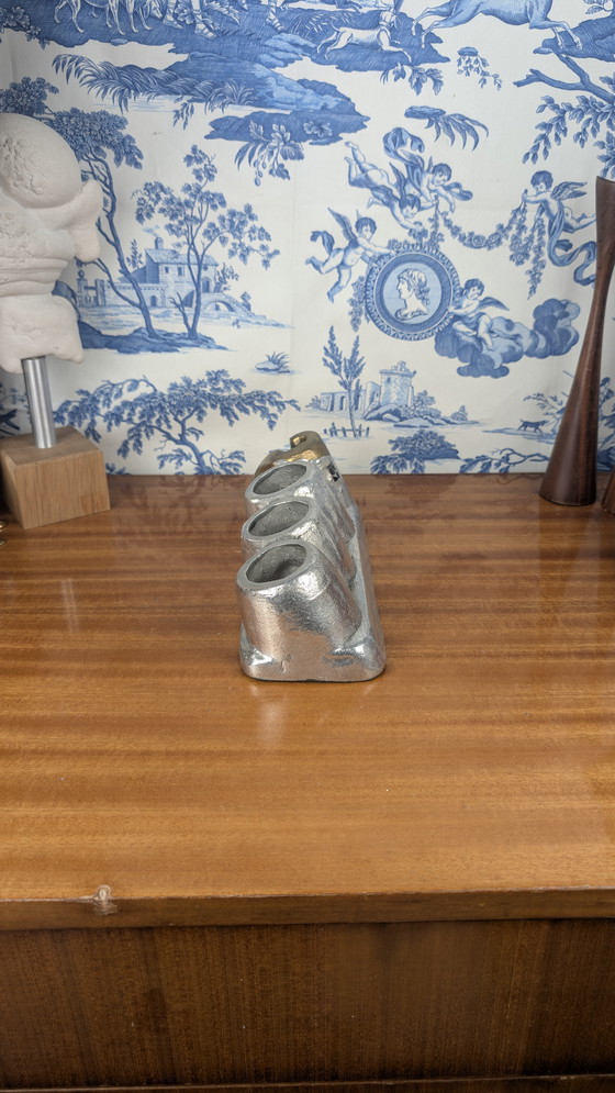 Image 1 of Vintage David Marshall Art 3 Brutalistisch Brons & Aluminium Pen Pot Vorm 2000