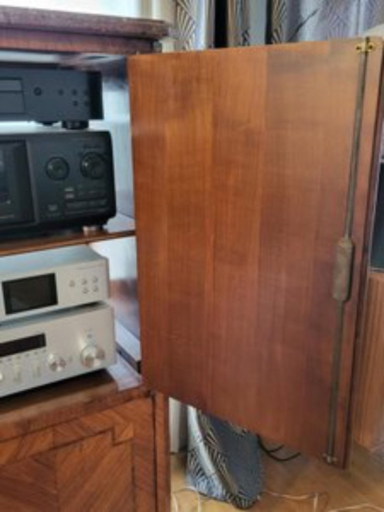 Image 1 of Louis XVI style tall cabinet in wood and French marble slab