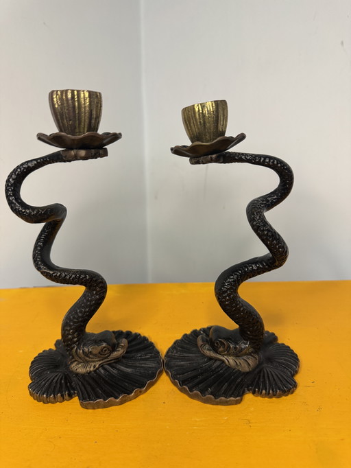 Coppia di portacandele in stile neoclassico 