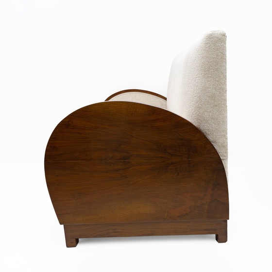 Image 1 of Divano a due posti Art Déco in bouclè e noce, Italia, anni '30