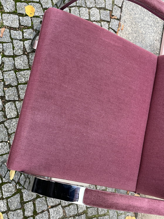 Image 1 of 1/4 Vintage Brno Knoll Armchair Chair Ludwig Mies Van Der Rohe Old Pink Bauhaus Chrome Upholstery Cantilever Arm Chair