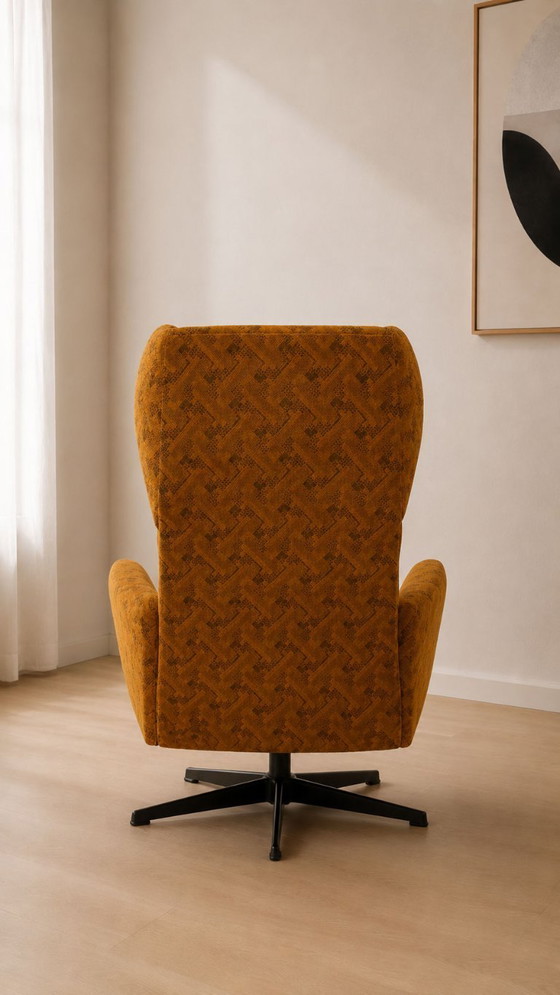 Image 1 of Vintage Czechoslovak Wingback Swivel Lounge Armchair 