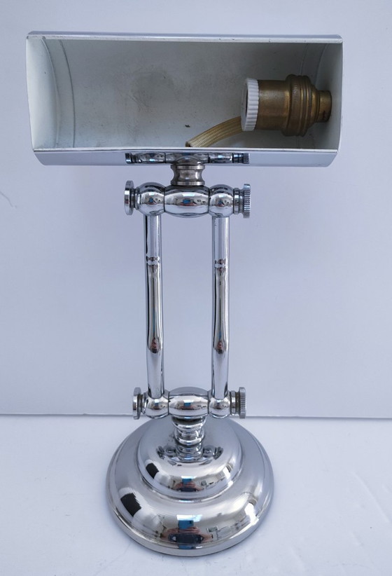 Image 1 of vintage chrome metal articulated lamp