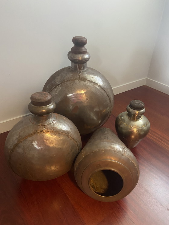 Decorative Metal Jugs – Vases, Wood, Brass (photo 7 of 8)