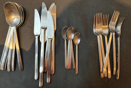 Vintage Ikea Data Stainless Steel Flatware Set: Modernist Cutlery, 24 Pieces