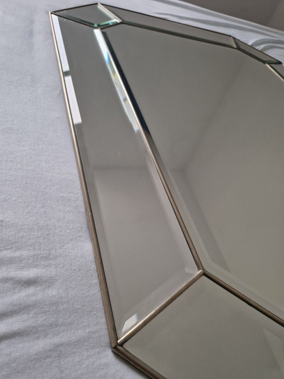 Wall Mirror (Domino 70s/80s), Brass, Glass, Grey (photo 2 of 8)