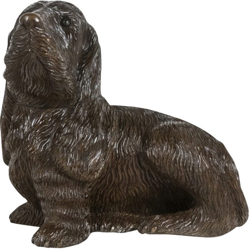 Vintage carved basswood dog, Europe 1900