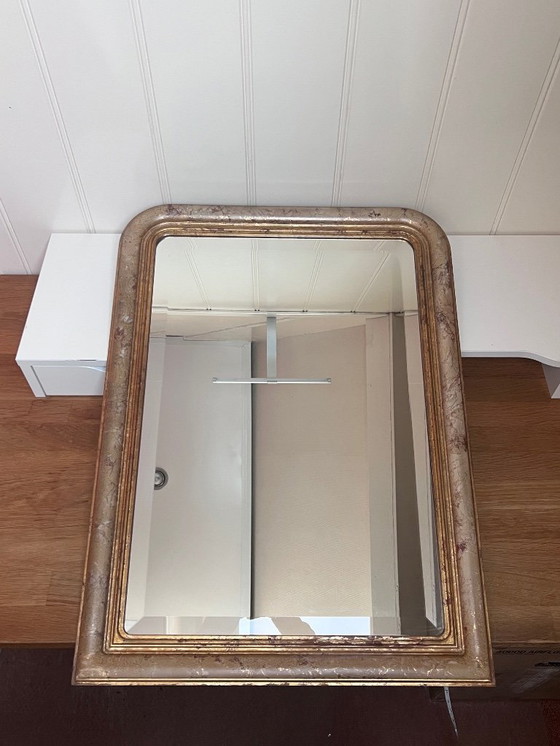 Image 1 of Houten regency facet spiegel met marmer patroon 