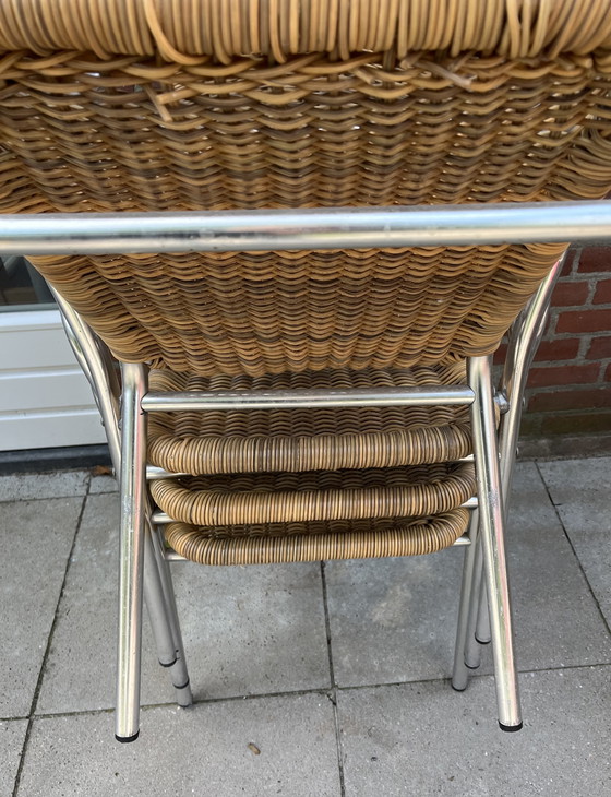 Image 1 of Set di 4 sedie in alluminio rattan