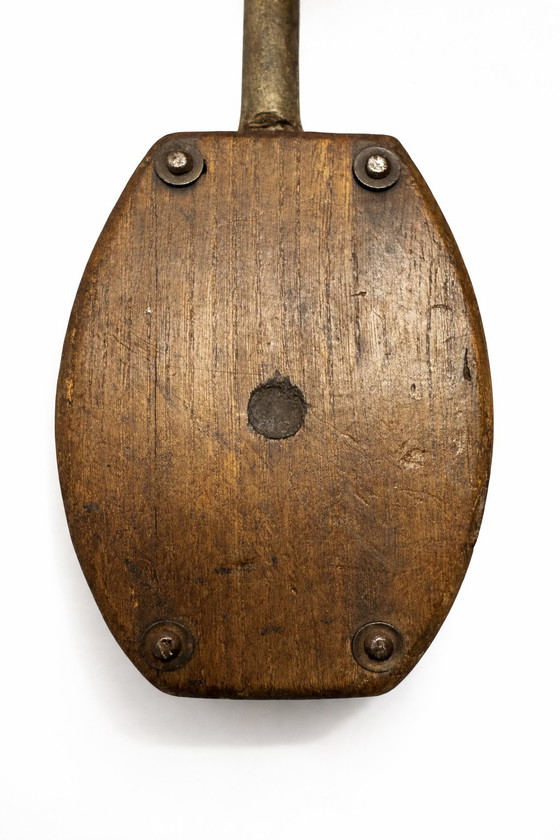 Image 1 of Poulie nautique double ancienne - Bois massif - Port de Rotterdam