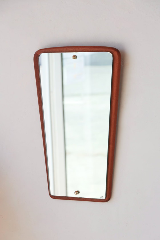 Image 1 of Vintage Teak Wall Mirror - Scandinavian Asymmetrical Design, 50s