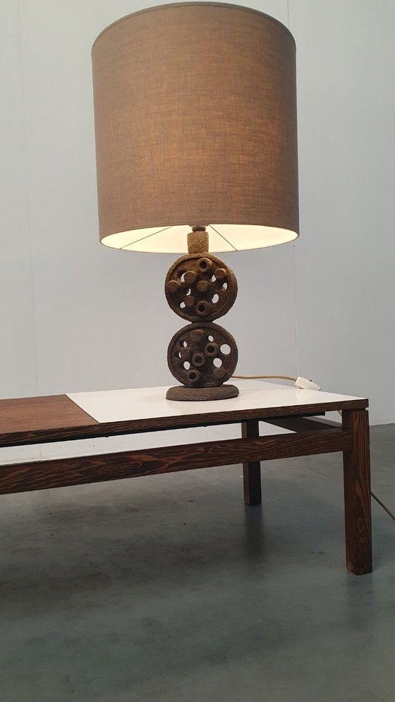 Image 1 of Brutalist vintage sculpturale lamp keramiek 70s
