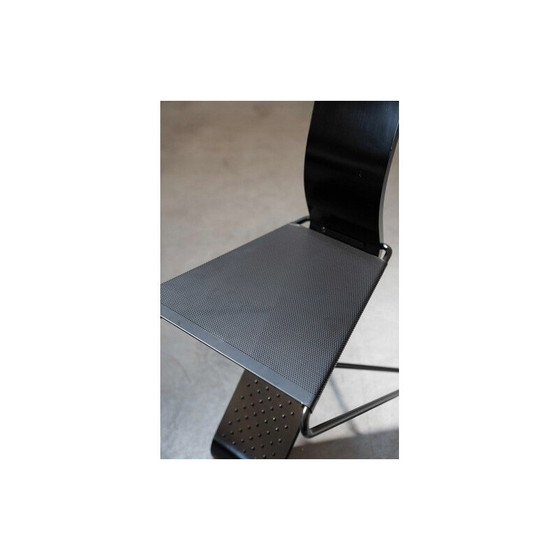 Image 1 of Set of 4 vintage wooden and iron frame chairs, 1980-1990s