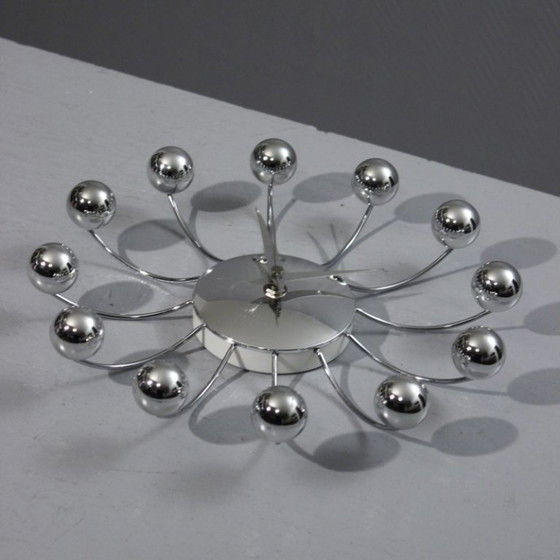 Image 1 of Horloge pendule murale vintage Karlsson Spider Clock design Sputnik chrome