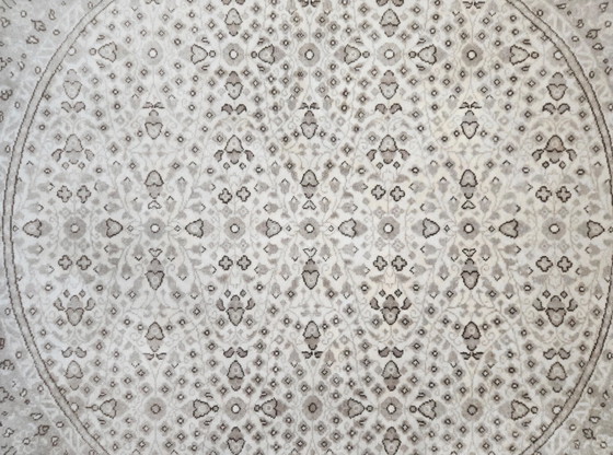 Image 1 of Handgeknüpfter, runder Orientteppich aus Wolle mit Blumenmuster, Kayseri-Creme, 200 x 200 cm