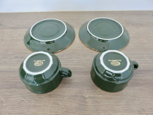 Apilco, set van 2 Parijse bistrokopjes en schotels, jaren 80