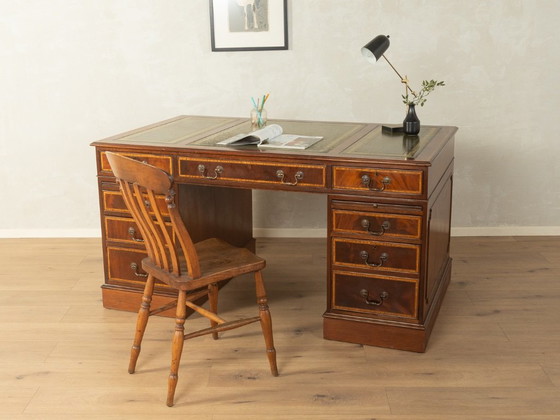 Antique English-Style Desk – Leather, Wood (photo 3 of 12)