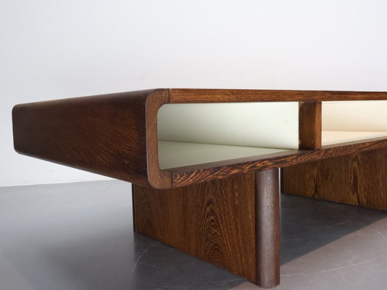 Image 1 of Vintage Wenge Coffee Table with Smoked Glass - Space Age Style