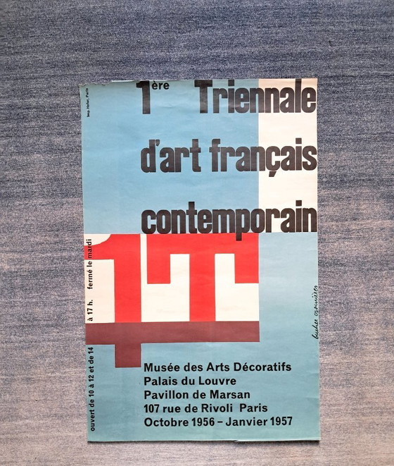 Image 1 of Originele poster voor de 1e Triënnale voor Hedendaagse Franse Kunst, Musée des Arts Décoratifs, Parijs, 1956.