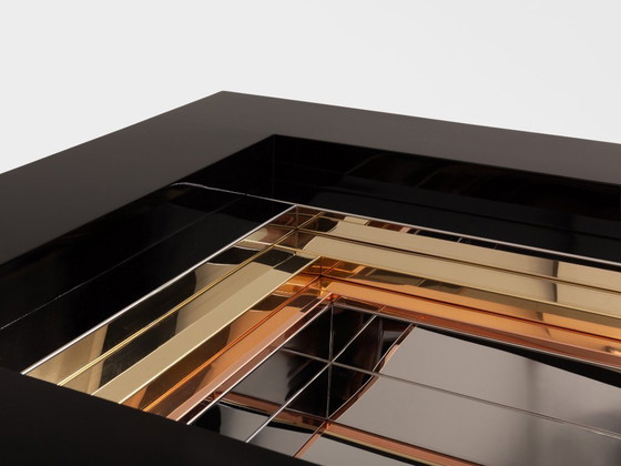 Image 1 of Alain Delon per Maison Jansen tavolino da caffè in ottone cromato laccato 1972