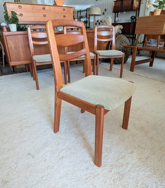 Image 1 of Vintage set van 4 Deense teakhouten eetkamerstoelen, Holstebro Möbelfabrik 