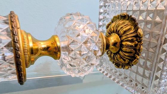 Vintage crystal glass table lamp with brass – Hollywood Regency / 1960s – 77 cm (photo 8 of 16)
