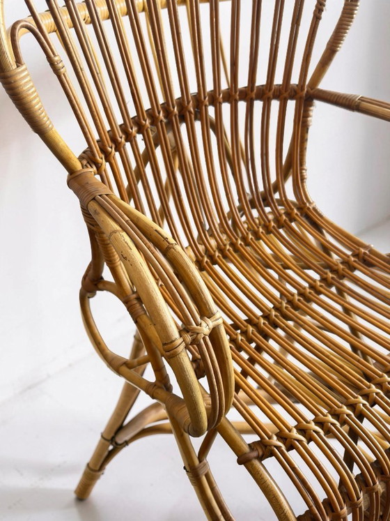 Image 1 of Fauteuil lounge en rotin de Dirk van Sliedregt pour Rohé, 1960