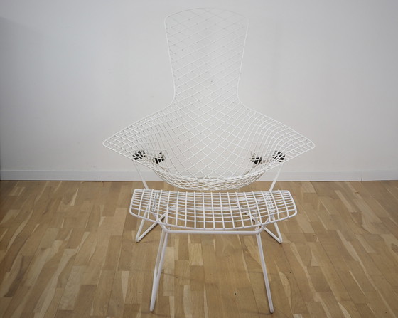 Image 1 of Knoll Int. Bertoia Bird Chair mit Ottomane in weiß