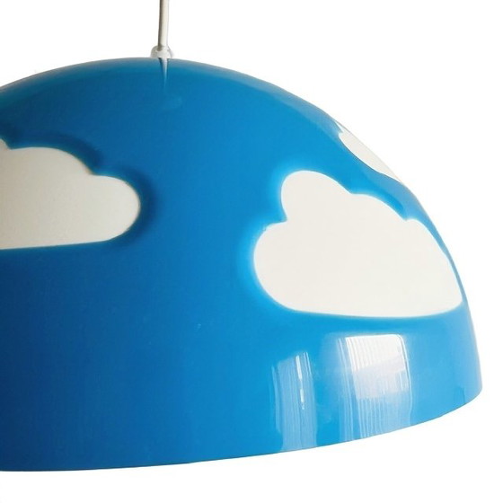 Image 1 of Ikea Skoljig Wolkenlampe Pendelleuchte Blau Weiß Henrik Preutz 1990er Jahre