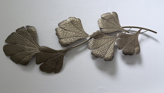 Image 1 of Mid-Century metal Ginkgo wall sculpture