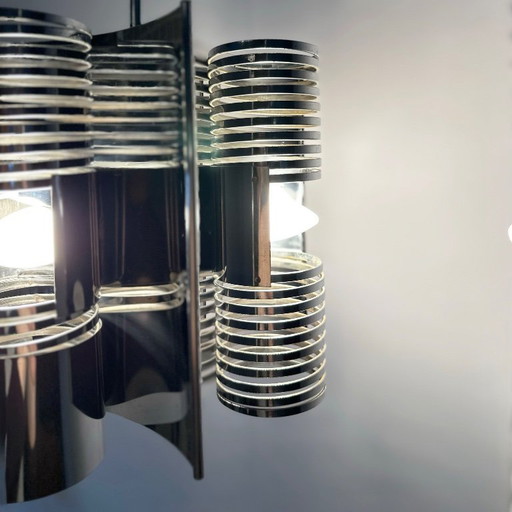 Hängelampe im Space-Age-Stil aus den 70er Jahren aus Chrom