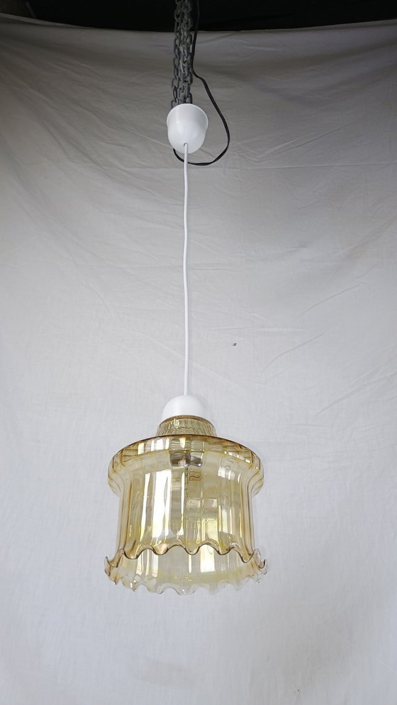 Image 1 of Venini Murano glazen hanglamp, Mid Century UFO, Space Age Atomic kroonluchter, vintage Italiaanse hanglamp, jaren 50