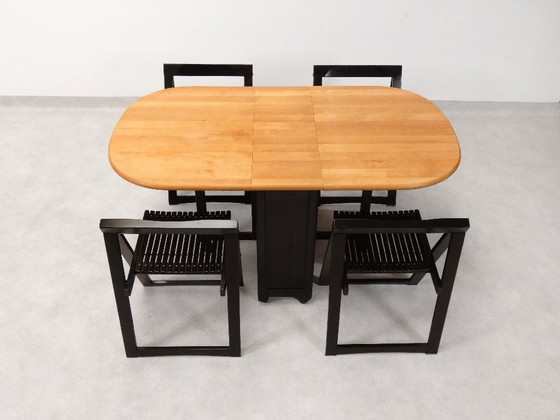 Image 1 of  4 Trieste folding chairs with storrage table - Aldo Jacober for A. Bazzani 