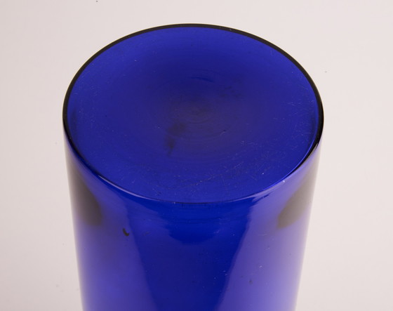 Image 1 of Blaue Glasvase „Gulvase“ Von Otto Brauer Holmegaard 1960Er Jahre