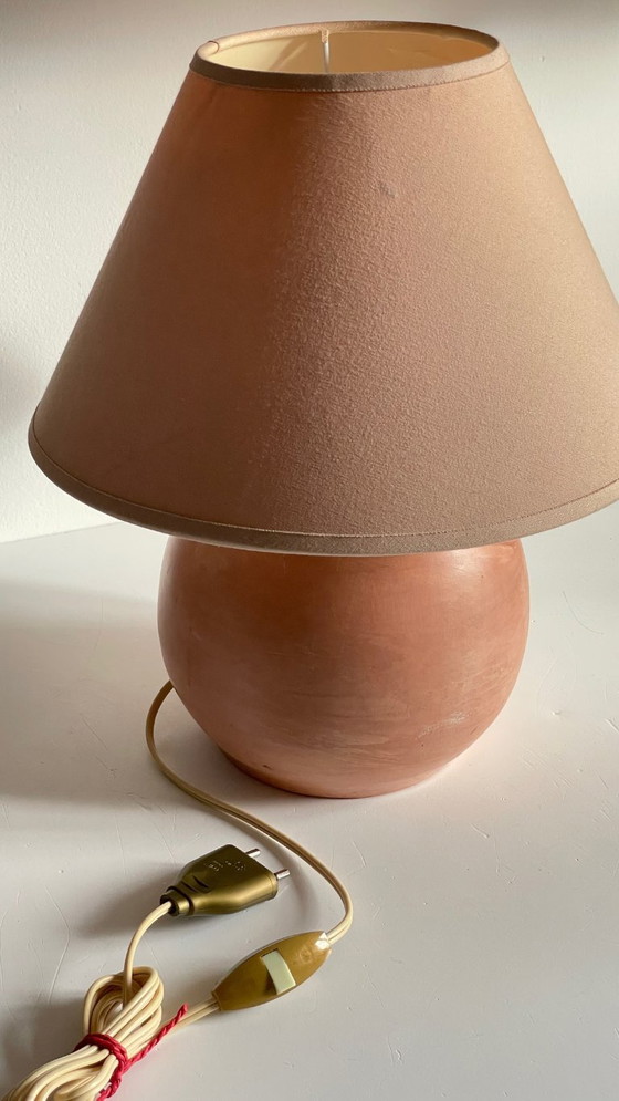 Vintage handgemaakte terracotta lamp – Tafellampen, Textile (photo 10 of 21)