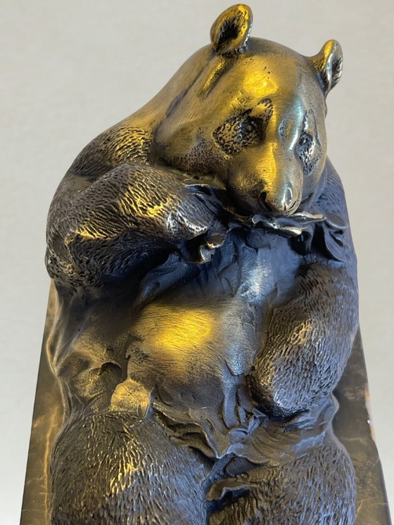 Image 1 of Art Deco bronze panda sculpture – signed Milo – marble base