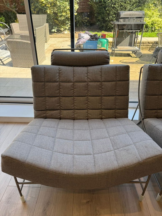 Image 1 of Two Beautiful Leolux Volare Chairs and Foot Stool